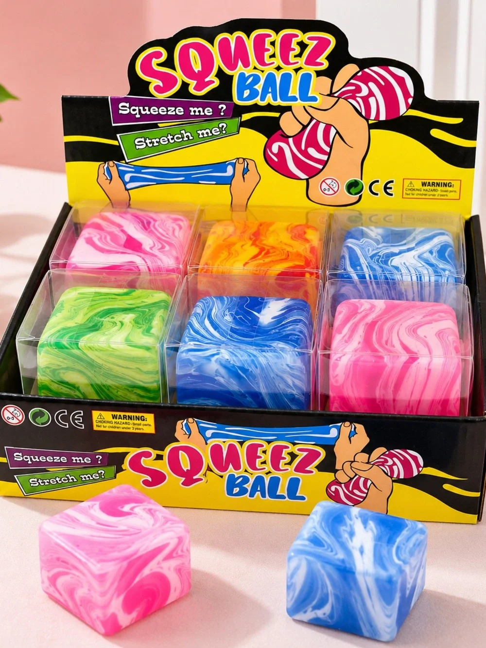Kids Squishy Puzzle Toy - Pink, Blue, Green, Orange 12 pieces